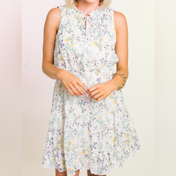 Blu Pepper White, Yellow & Purple Floral Dress - Picture 1 of 5